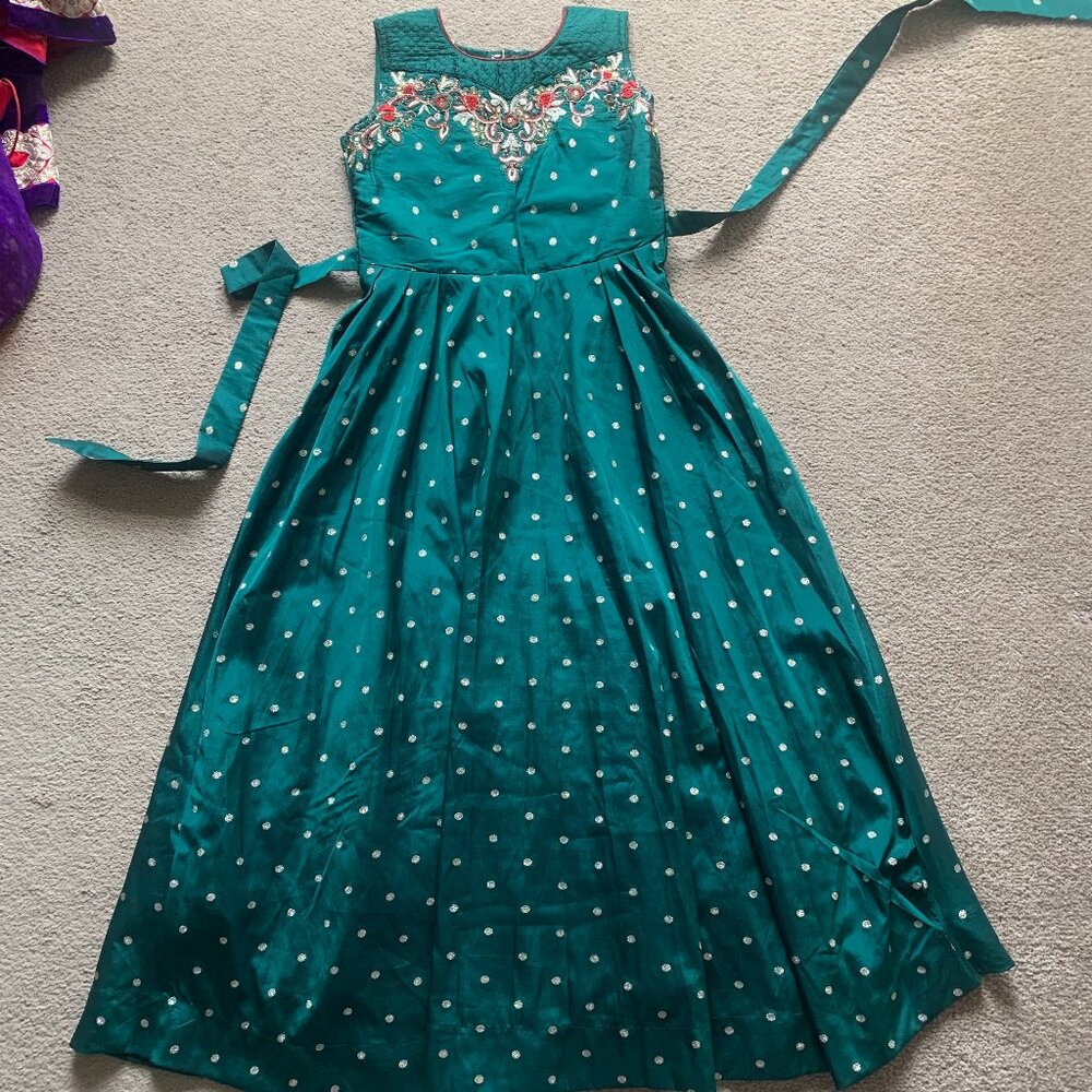 Green Anarkali Gown- kids girls